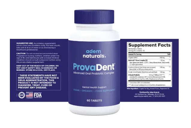 ProvaDent Bottle And Back Label Supplement Facts